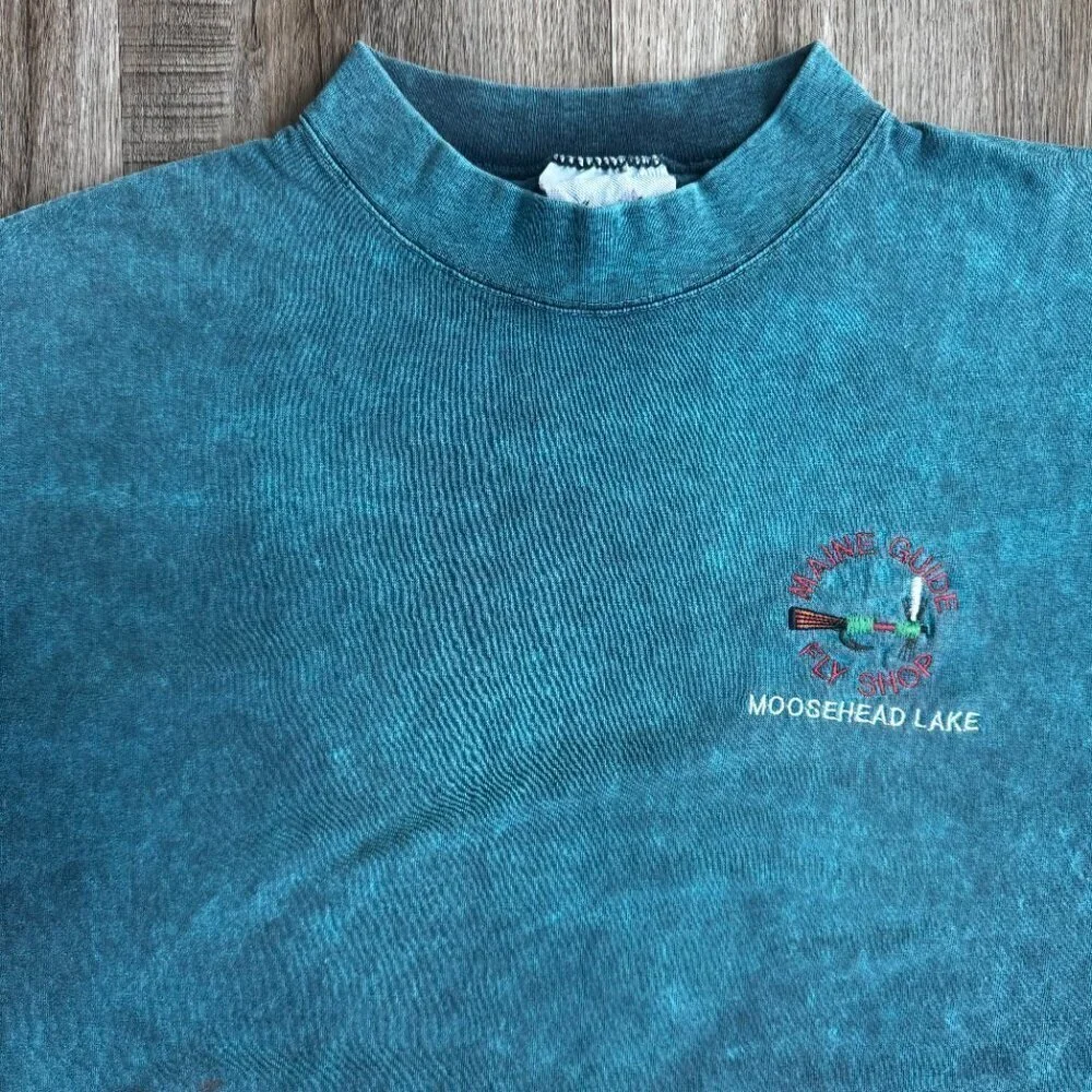 Vintage Maine Guide Fly Shop T Shirt Moosehead Lake XL - Picture 2 of 6